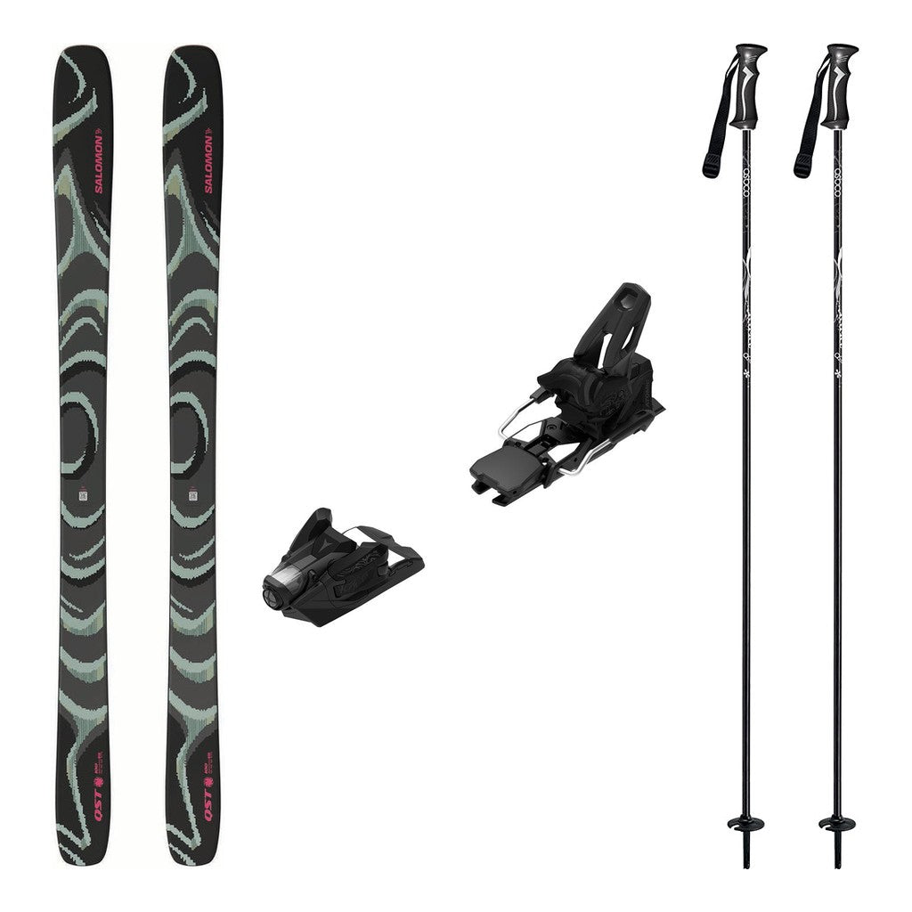 Salomon QST 100 Skis 2027 with Strive 14 Bindings Ski Package - Black