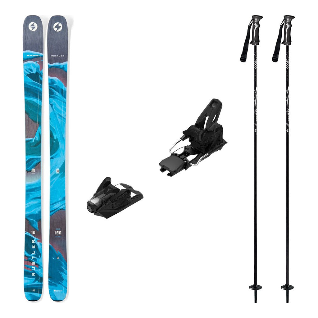 Blizzard Rustler 10 Mens Skis 2027 with Strive 14 Bindings Ski Package - Black