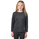 Evolver Crewneck Baselayer Kid- Young girl wearing a black long-sleeve shirt on a white background