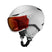 Jr.ReventVisor-White helmet with visor and 'Atomic' branding on a white background