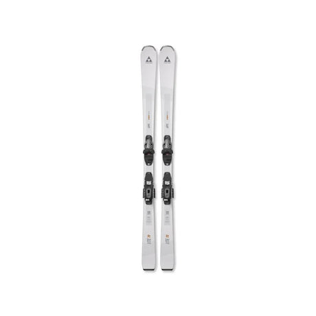 FischerLite72-Pair of skis with bindings on a white background