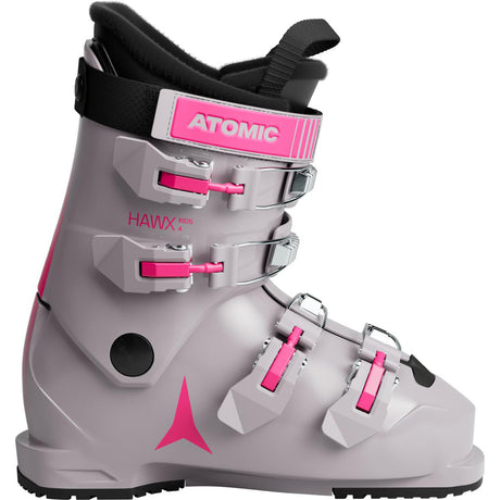 HawxKids4-Gray and pink Atomic ski boot on a white background