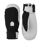 Army Leather Patrol Mitt-Black and white mittens on a light gray background