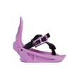 K2LilKat- Purple snowboard binding with black strap on a white background