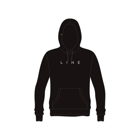 CorpoHoodie- Black hoodie with 'LINE' logo on a white background