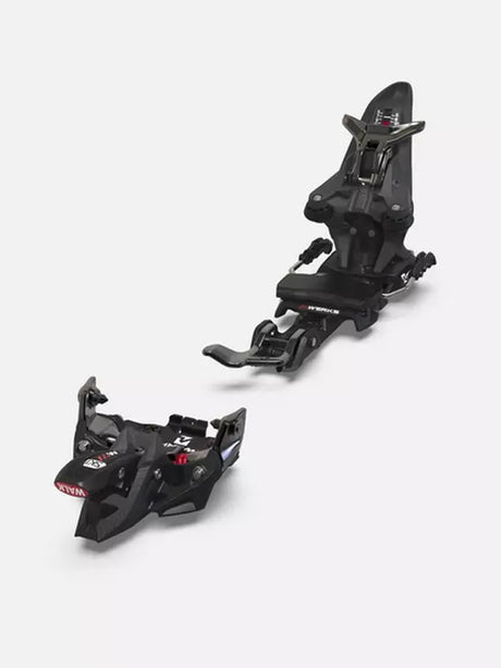 Kingpin MWerks 12-Two black ski bindings on a white background