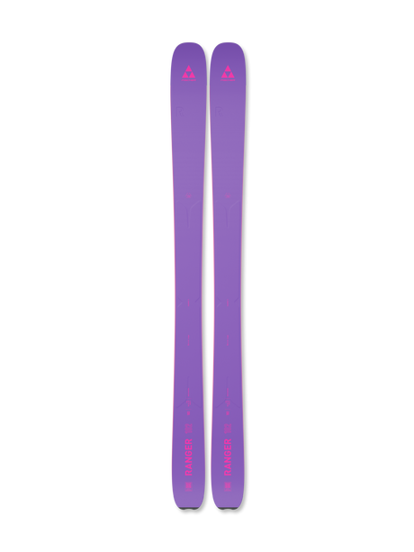 Ranger102- A pair of purple Fischer Ranger 102 women's skis for the year 2026, displayed against a plain background.