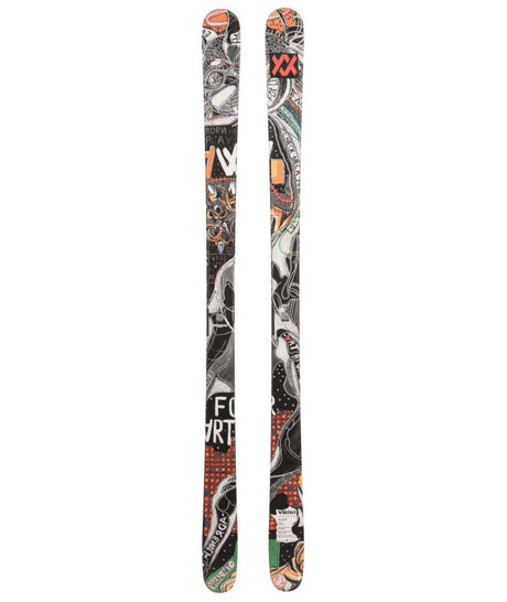 revolt81Flat-Pair of skis with a colorful design on a white background