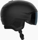 Driver Prime Sigma Photo MIPS Helmet- A Black Salomon Driver Prime Sigma Photo MIPS helmet with a black strap and a dark-tinted visor, designed for adults.