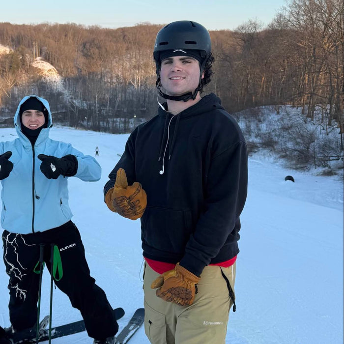 James skiing