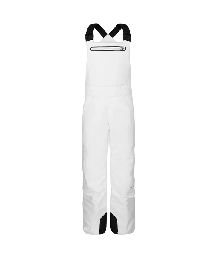 CooperBib-White bib overalls on a white background