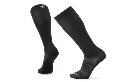 Ski Zero Cushion OTC Sock- A pair of black Smartwool Ski Zero Cushion OTC Socks, designed for over the calf fit.